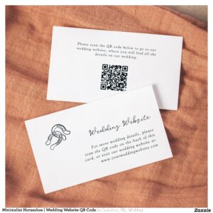 Minimalist Horseshoe Wedding Website QR Code Enclosure Card