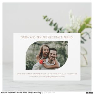 Modern Geometric Frame Photo Unique Wedding Save The Date