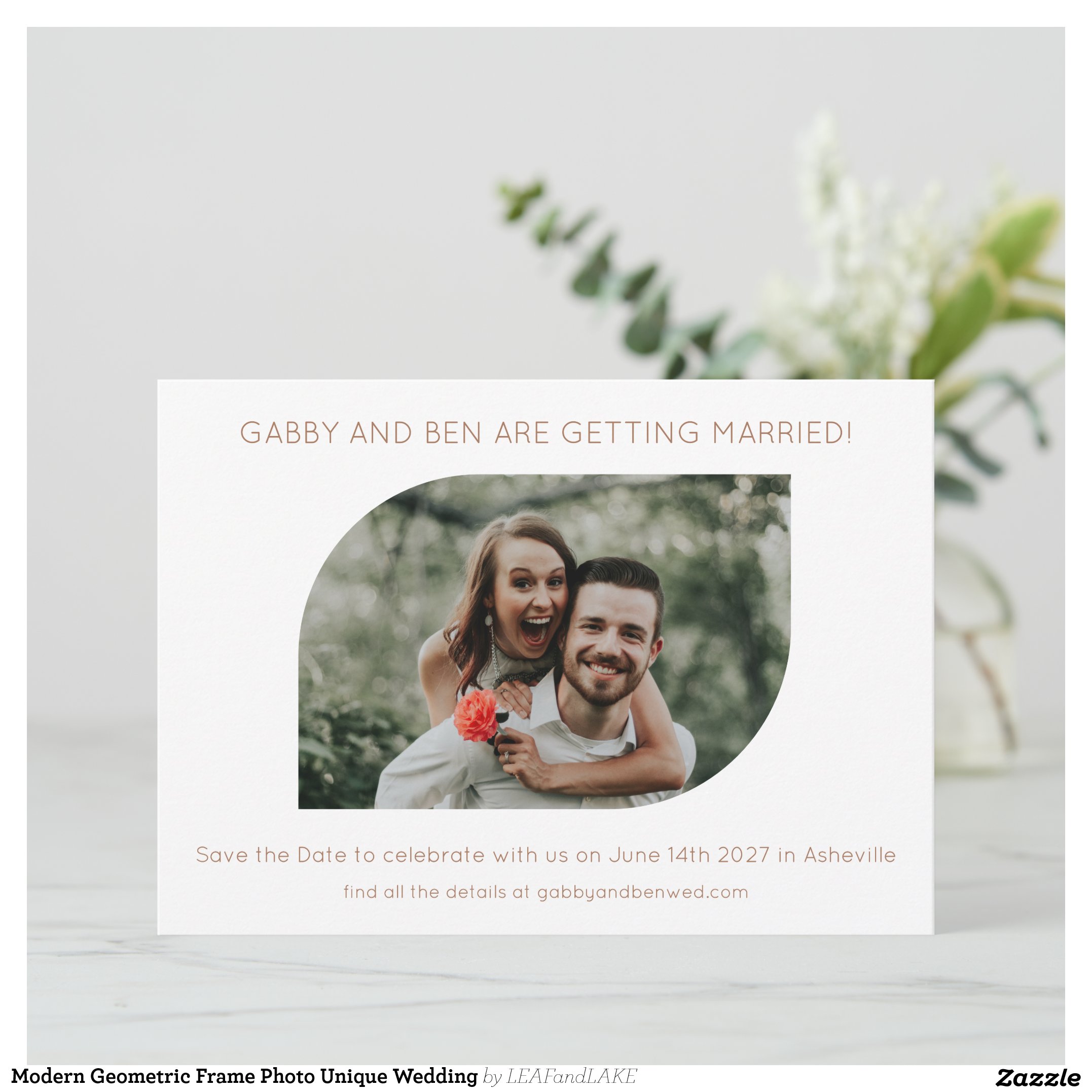 Modern Geometric Frame Photo Unique Wedding Save The Date