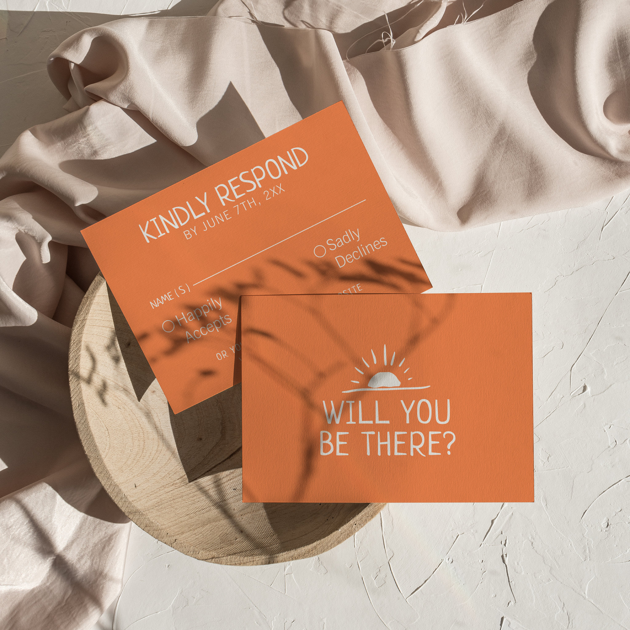 Modern Hand Drawn Western Desert Unique Wedding RSVP Card