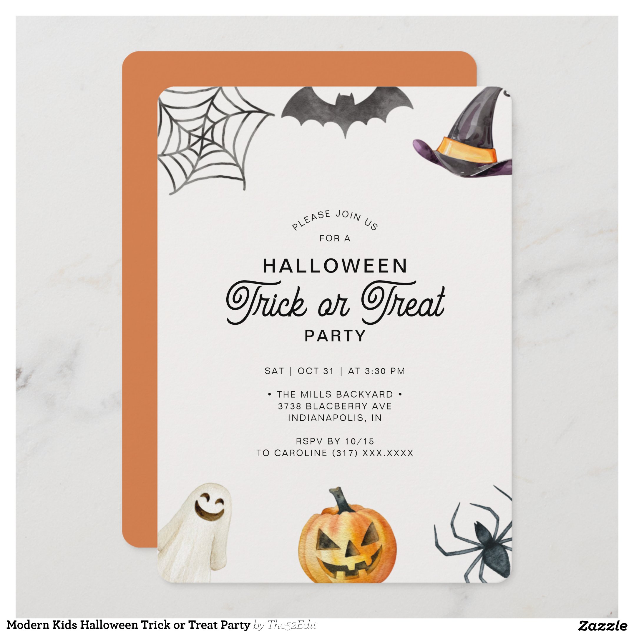 Modern Kids Halloween Trick or Treat Party Invitation