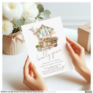 Modern Locally Grown Farmers Market Baby Shower Invitation