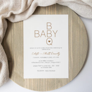 Modern Minimalist White BBQ Baby Shower Invitation