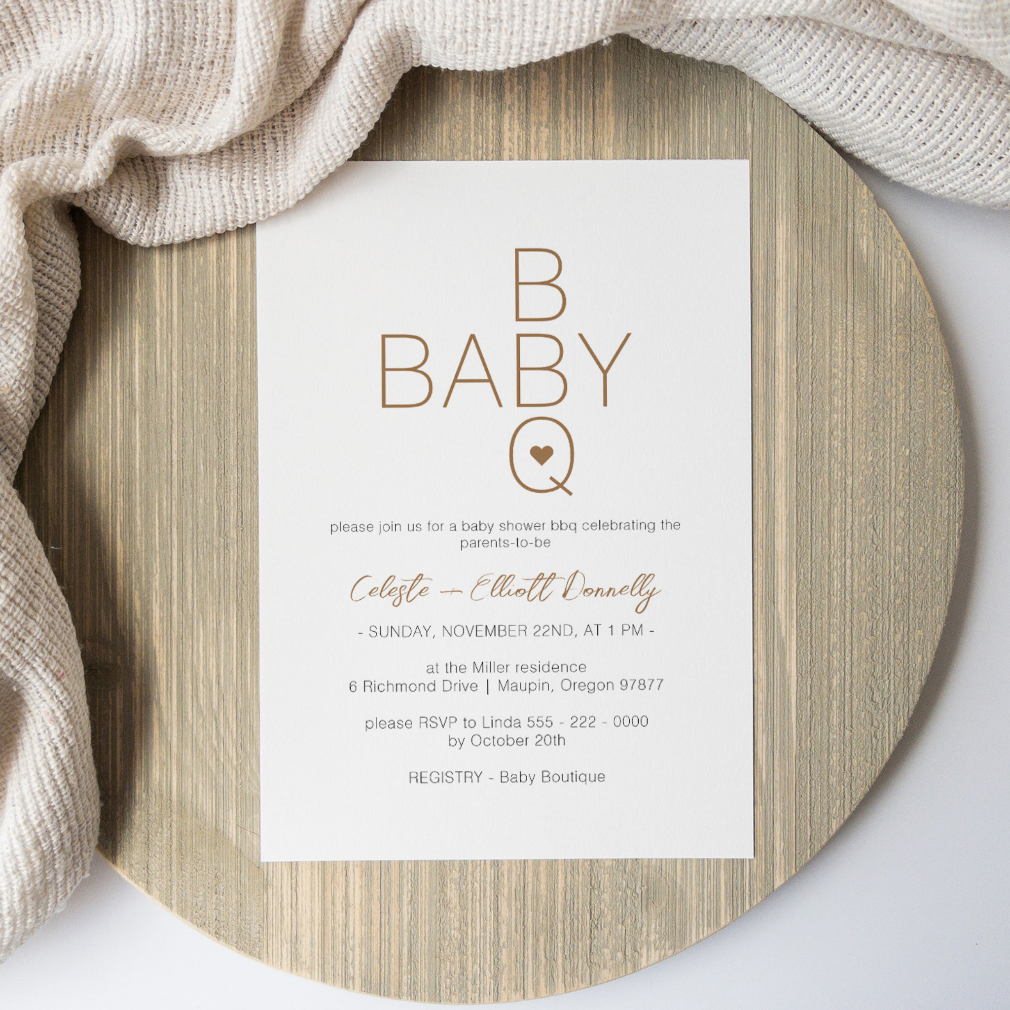 Modern Minimalist White BBQ Baby Shower Invitation