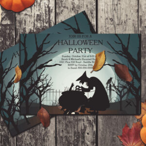 Modern Spooky Witch Halloween Party Invitation