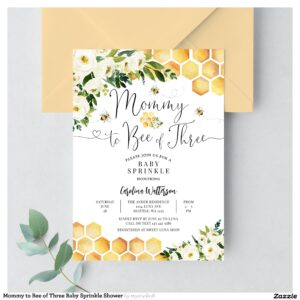 Mommy to Bee of Three Baby Sprinkle Shower Invitation