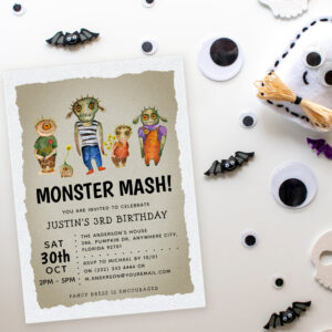 Monster Mash Halloween Kids Birthday Invitation