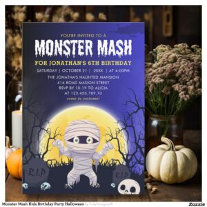 Monster Mash Kids Birthday Party Halloween Invitation
