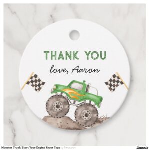 Monster Truck, Start Your Engine Favor Tags