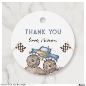 Monster Truck, Start Your Engine Favor Tags