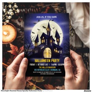 Moonlight Haunted House Spooky Halloween Party Invitation
