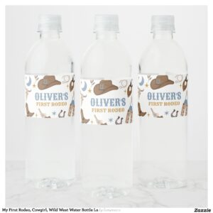 My First Rodeo, Cowgirl, Wild West Water Bottle La Water Bottle Label