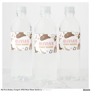 My First Rodeo, Cowgirl, Wild West Water Bottle La Water Bottle Label