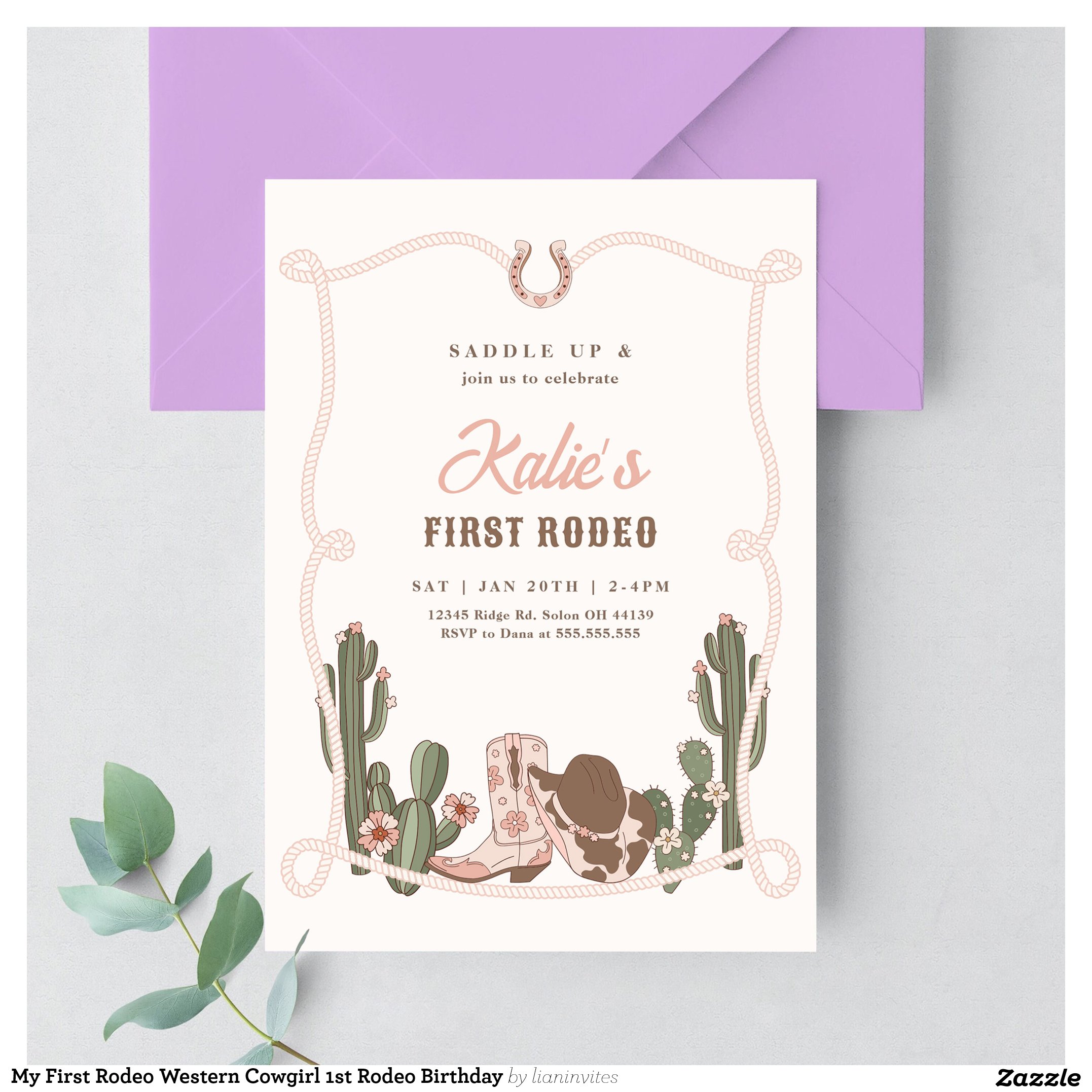 My First Rodeo Western Cowgirl 1st Rodeo Birthday Invitation