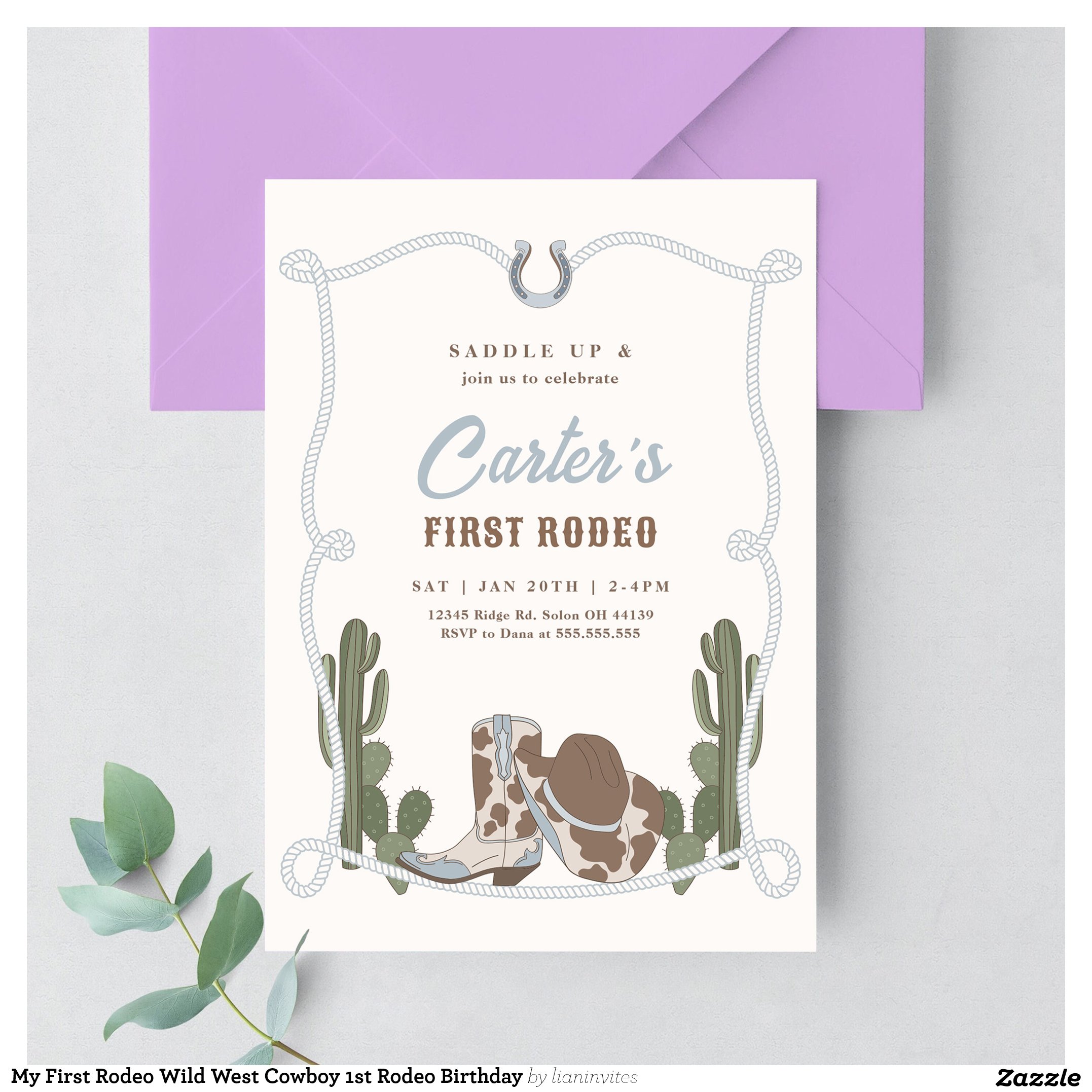My First Rodeo Wild West Cowboy 1st Rodeo Birthday Invitation