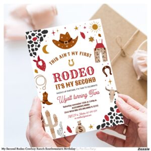 My Second Rodeo Cowboy Ranch Southwestern Birthday Invitation