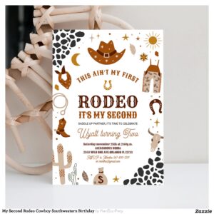 My Second Rodeo Cowboy Southwestern Birthday Invitation
