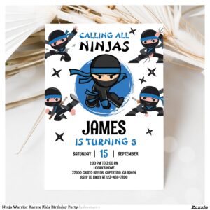 Ninja Warrior Karate Kids Birthday Party Invitation