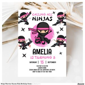 Ninja Warrior Karate Kids Birthday Party Invitation