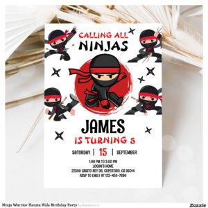 Ninja Warrior Karate Kids Birthday Party Invitation