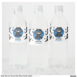 Ninja Warrior Karate Kids Water Bottle Labels