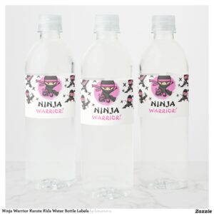Ninja Warrior Karate Kids Water Bottle Labels