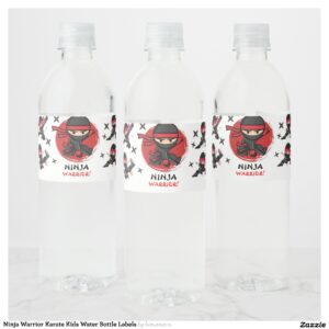 Ninja Warrior Karate Kids Water Bottle Labels