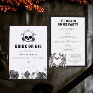 NOVA Skull Bride or Die Til Death Bachelorette Invitation