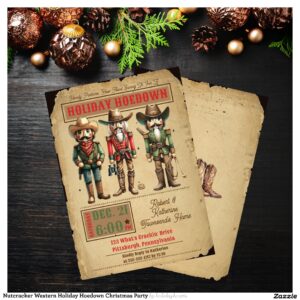 Nutcracker Western Holiday Hoedown Christmas Party Invitation