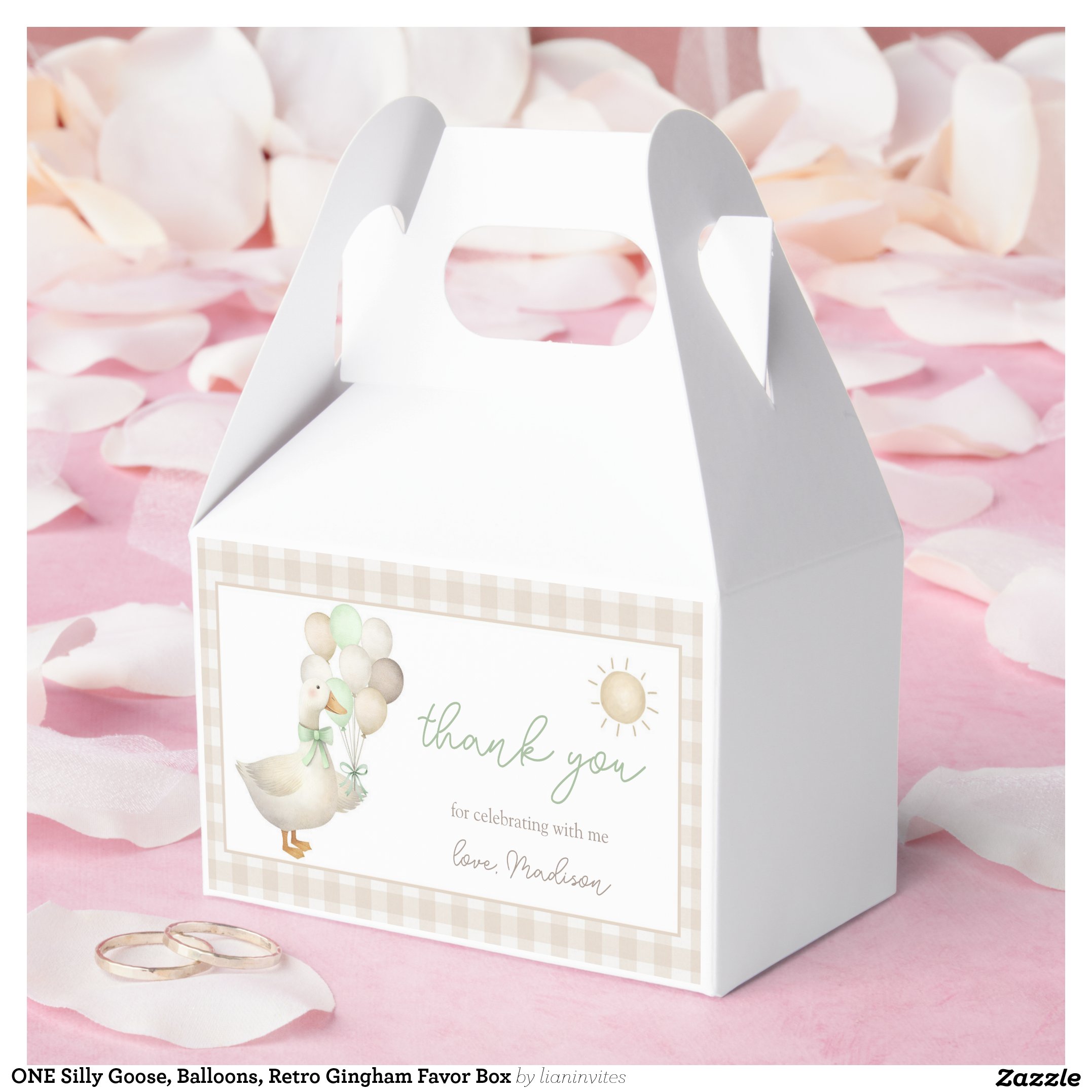 ONE Silly Goose, Balloons, Retro Gingham Favor Box