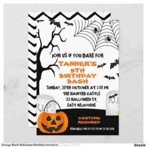 Orange Black Halloween Birthday Invitation