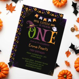 Our Little Boo Turning One, Halloween 1st Birthday Invitation
