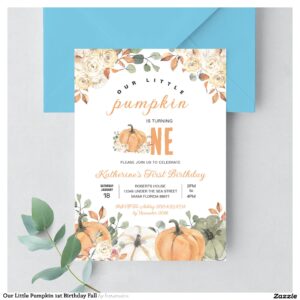 Our Little Pumpkin 1st Birthday Fall Invitation