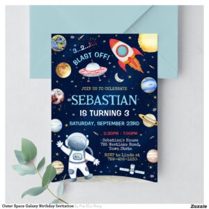 Outer Space Galaxy Birthday Invitation