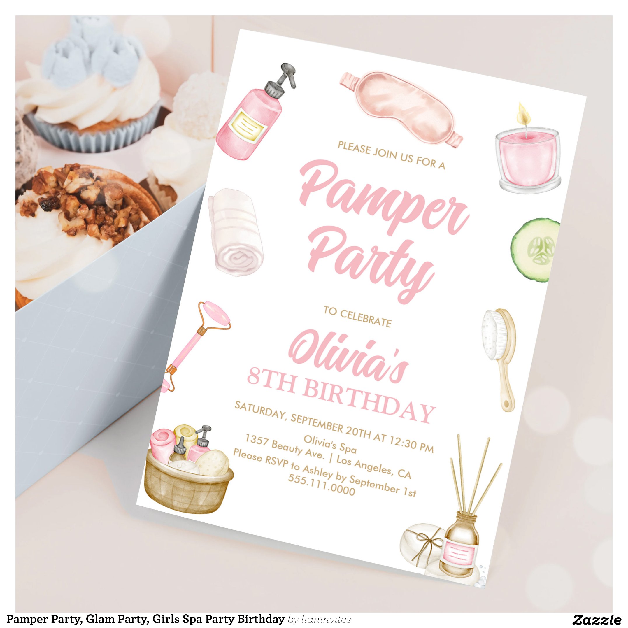 Pamper Party, Glam Party, Girls Spa Party Birthday Invitation