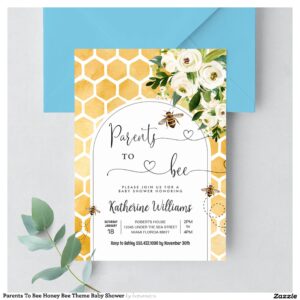 Parents To Bee Honey Bee Theme Baby Shower Invitation
