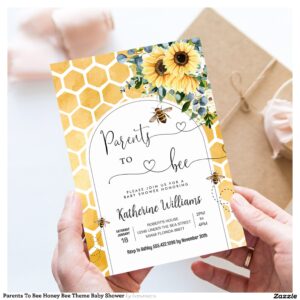 Parents To Bee Honey Bee Theme Baby Shower Invitation