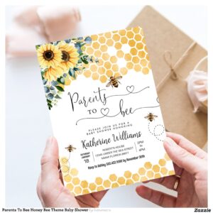 Parents To Bee Honey Bee Theme Baby Shower Invitation