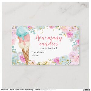 Pastel Ice Cream Floral Guess How Many Candies Enclosure Card