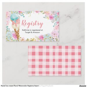Pastel Ice cream Floral Watercolor Registry Insert