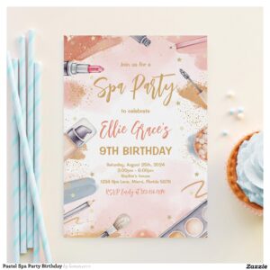 Pastel Spa Party Birthday Invitation