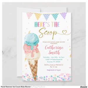 Pastel Summer Ice Cream Baby Shower Invitation