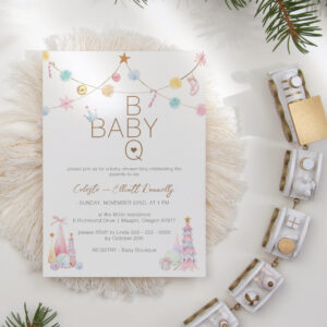 Pastel Winter Wonderland BBQ Baby Shower Invitation