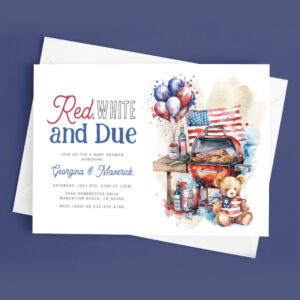 Patriotic BBQ Red, White & Due Baby Shower Invitation