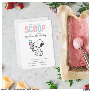 Peanuts Here's the Scoop - Ice Cream Birthday Invitation