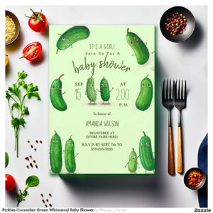 Pickles Cucumber Green Whimsical Baby Shower Invitation