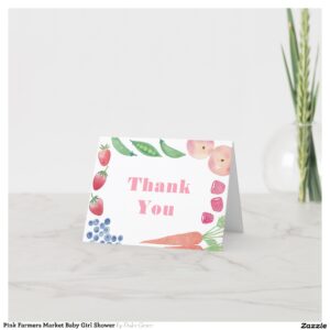 Pink Farmers Market Baby Girl Shower Thank You Card