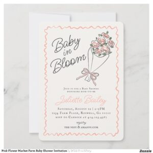 Pink Flower Market Farm Baby Shower Invitation