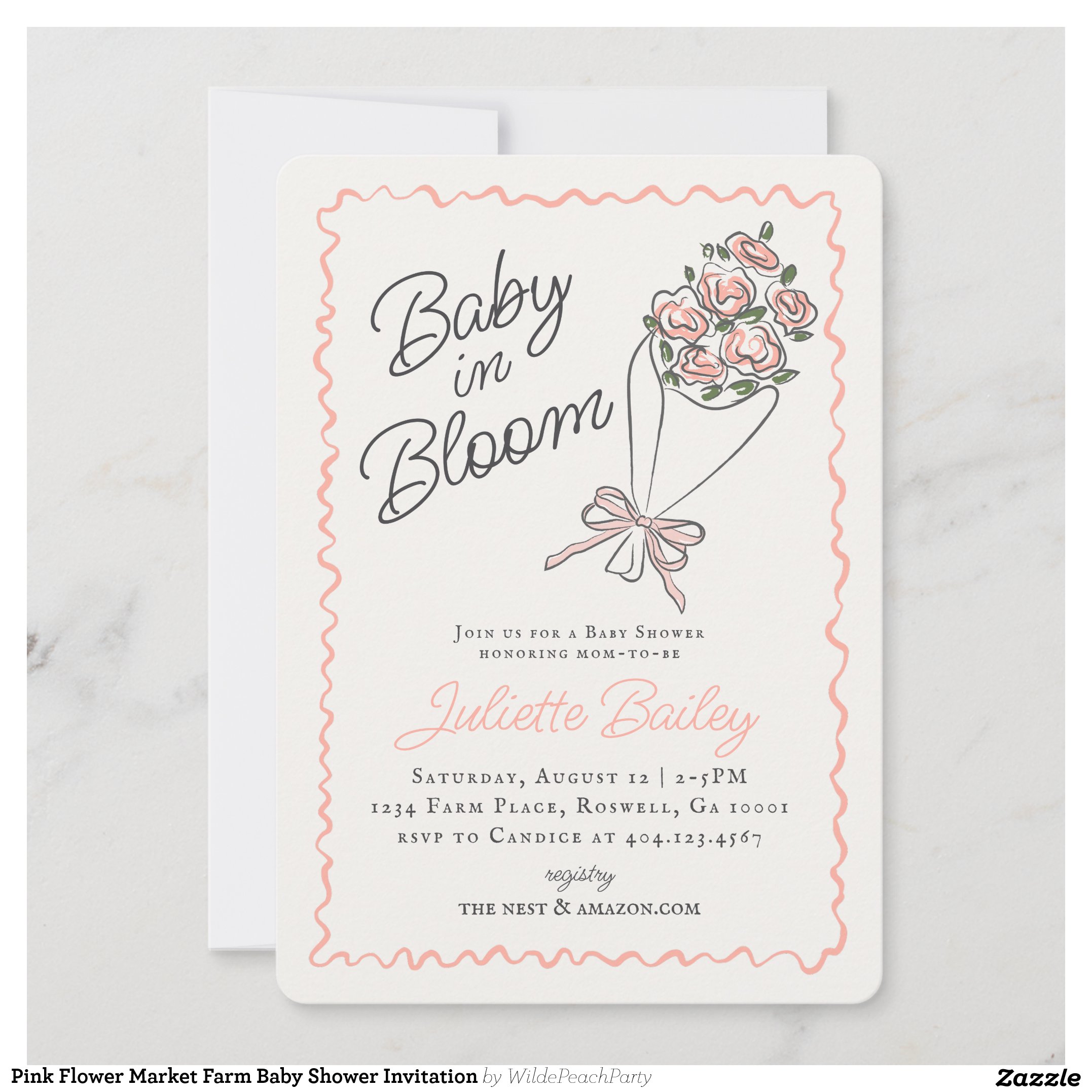 Pink Flower Market Farm Baby Shower Invitation