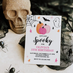 Pink Halloween Spooktacular Girl Birthday Invitation